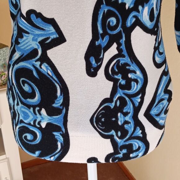 Cyrus Blue and Black 3/4 Sleeve Sweater - Picture 11 of 14